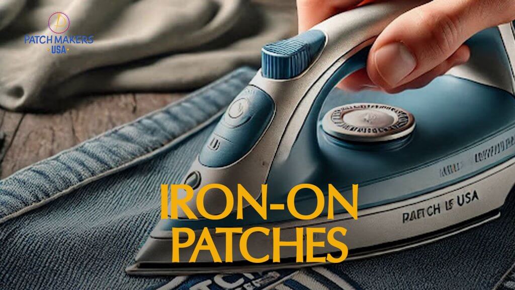 An Iron being used to put on iron on patches