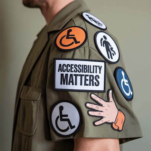 Several patches representing support for disabilities