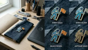 Custom enamel pin plating options comparison.