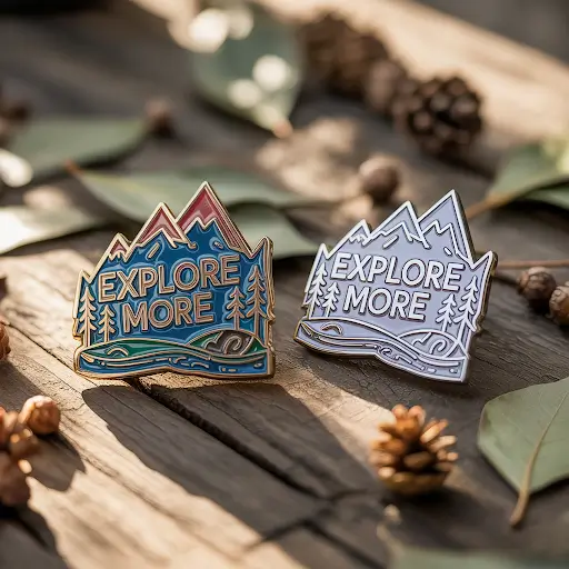 Illustration of hard enamel and soft enamel pins
