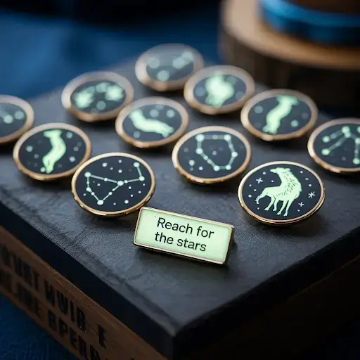 Bunch of custom glow-in-the-dark pins