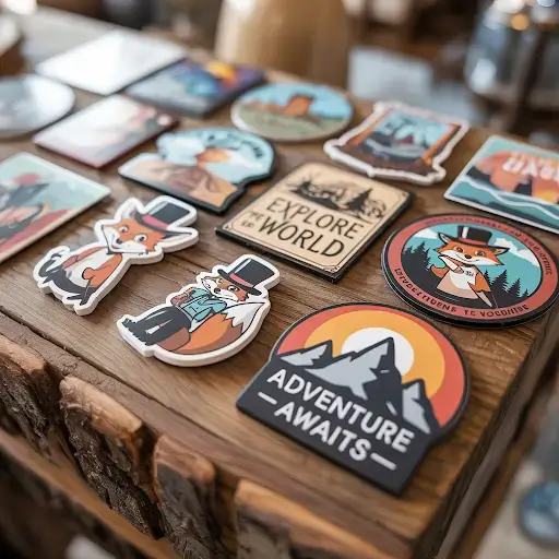 A collection of custom magnetic patches