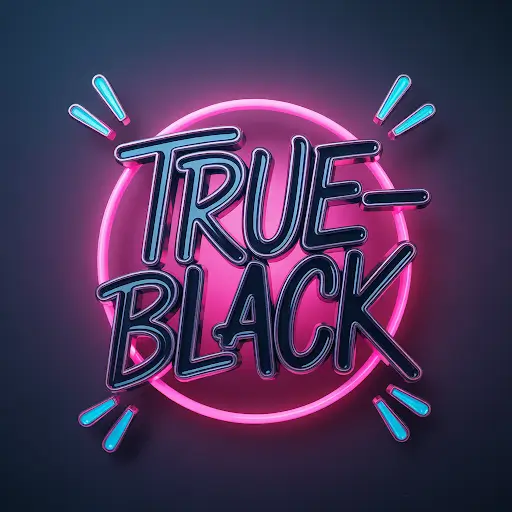 An enamel pin showcasing the phrase True-Black