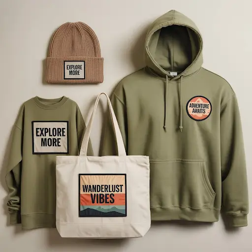 Custom patches displayed on various items