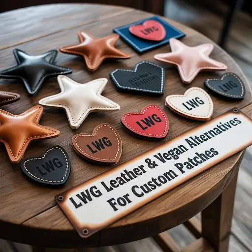 Custom patches featuring LWG-certified leather & vegan alternatives.