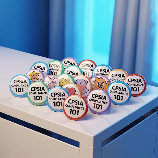 collection of CPSIA & Prop 65 Compliance custom pins