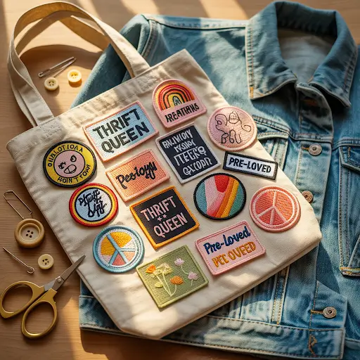 Custom patches designed for thrift stores and resale fashion