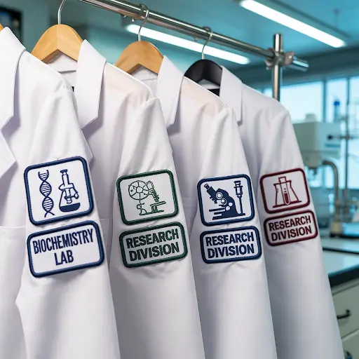 Custom patches on lab coats