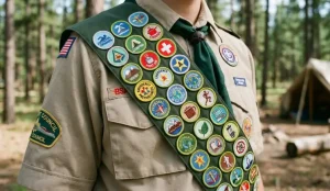 Merit badge sash placement boy scout patches row arrangement